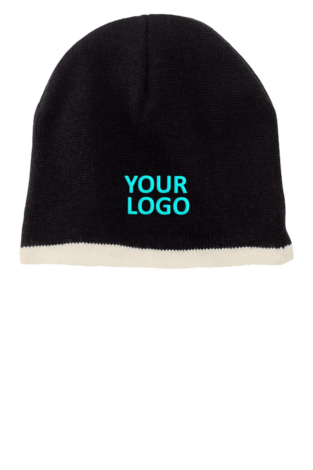 Port & Company Branded Beanies, Black/Natural