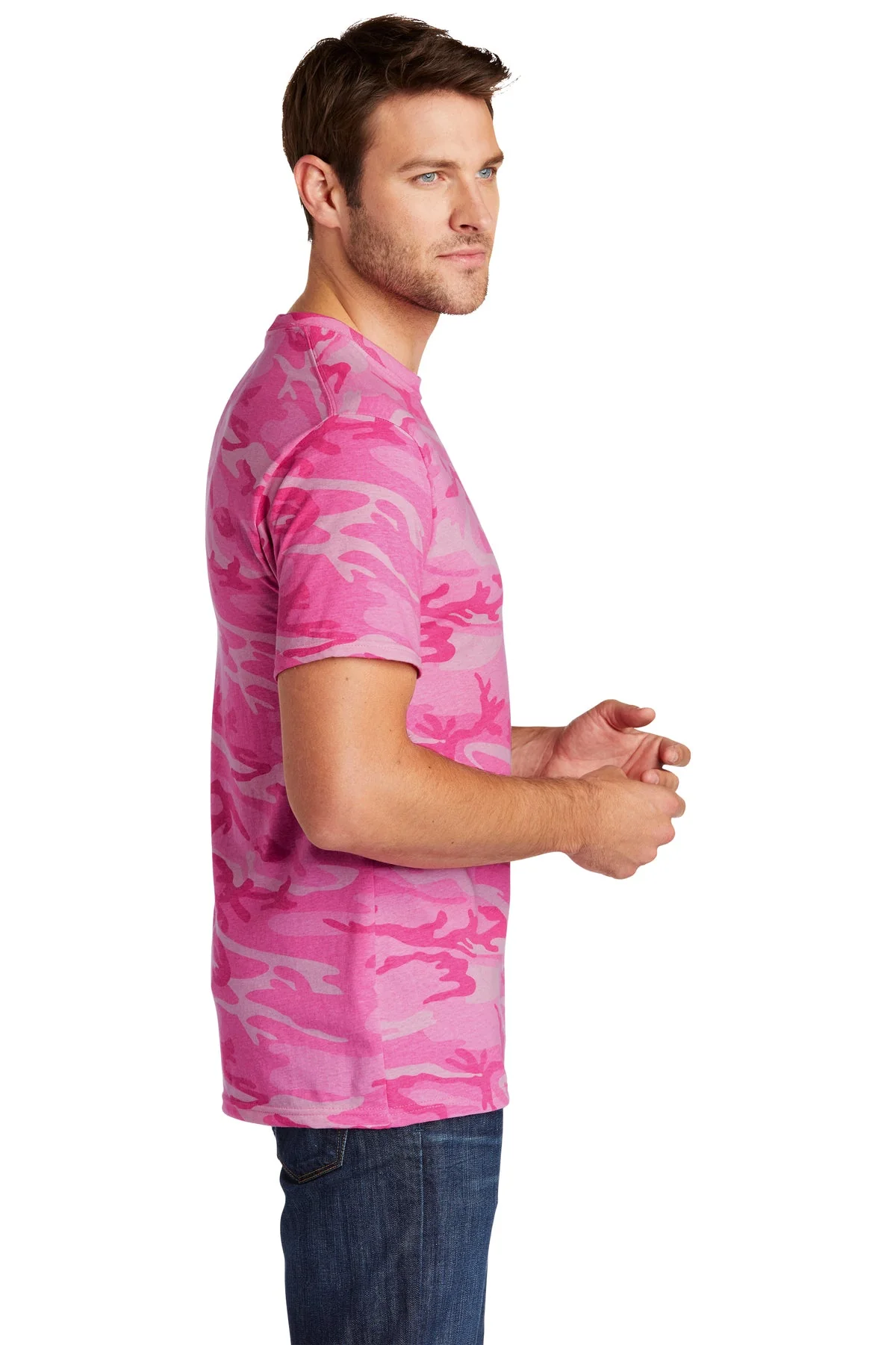 Port & Company Core Cotton Custom Camo Tee's, Pink Camo - Image 3