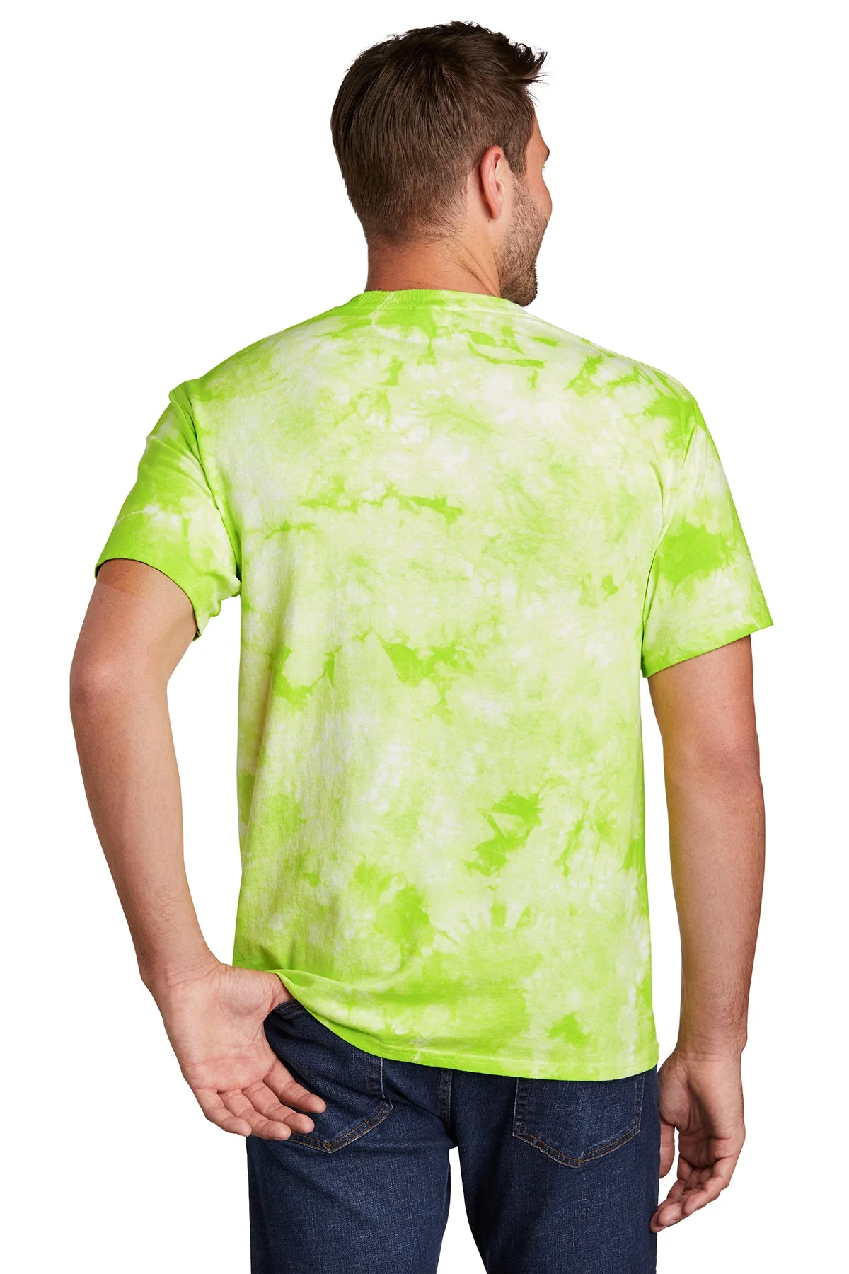 Port & Company Crystal Tie-Dye Customized Tee's, Lemon/ Lime - Image 2