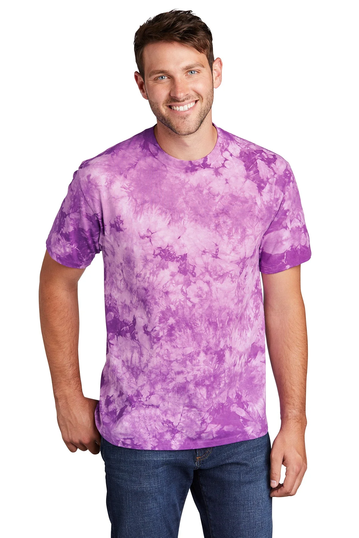 Port & Company Crystal Tie-Dye Customized Tee's, Purple