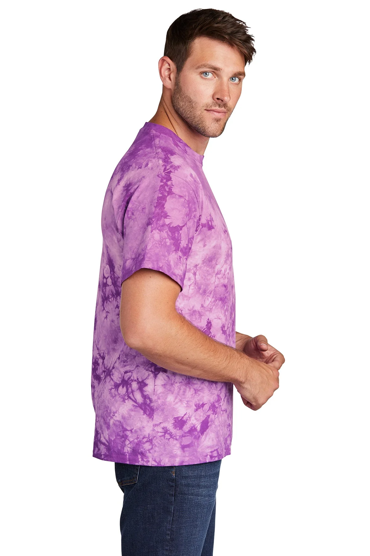 Port & Company Crystal Tie-Dye Customized Tee's, Purple - Image 3