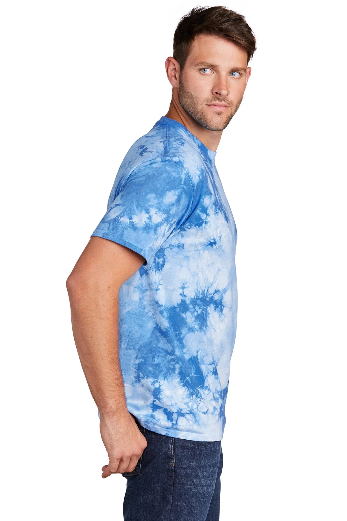 Port & Company Crystal Tie-Dye Branded Tee's, Sky Blue - Image 3