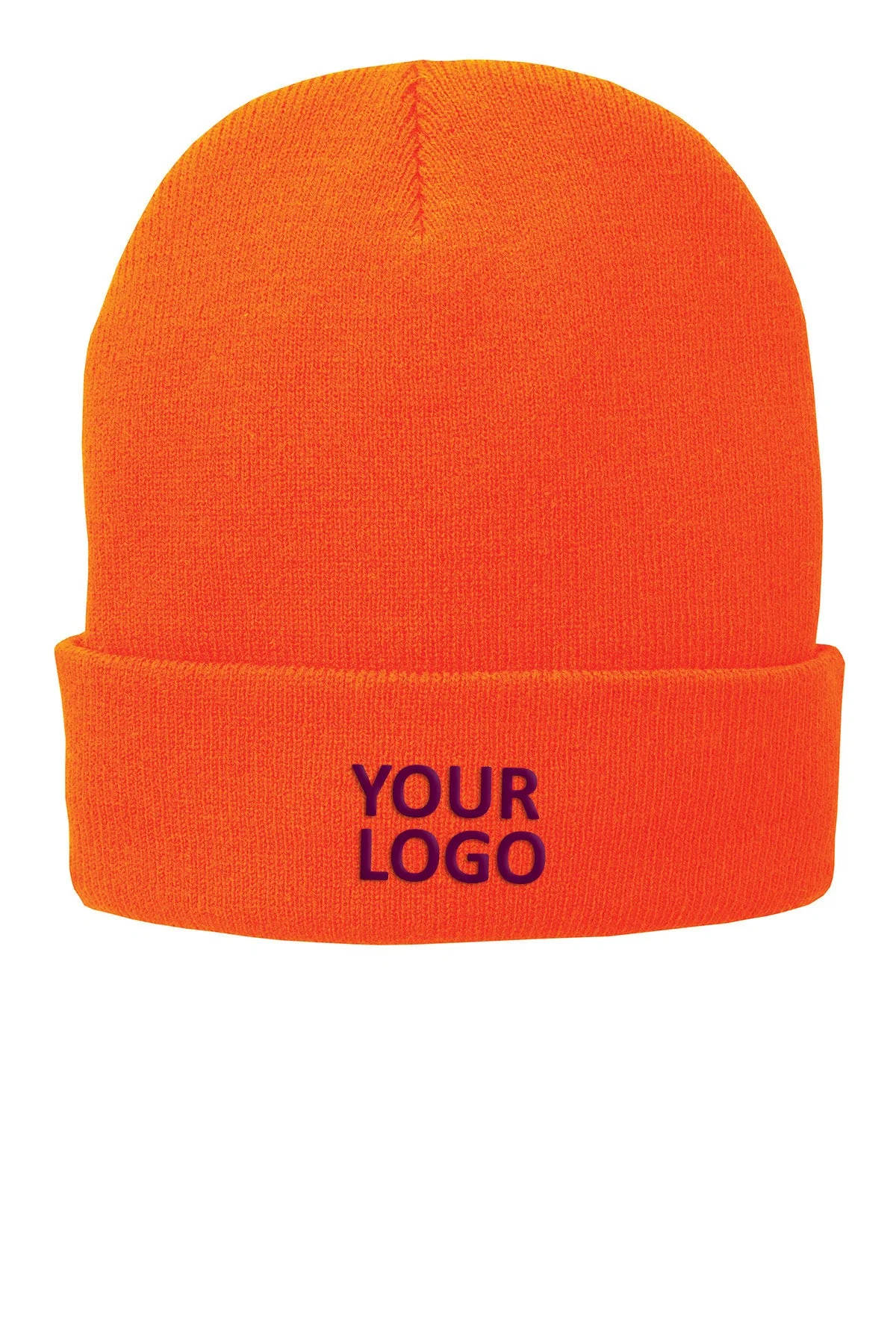 Port & Company Fleece Lined Branded Knit Caps, Orange