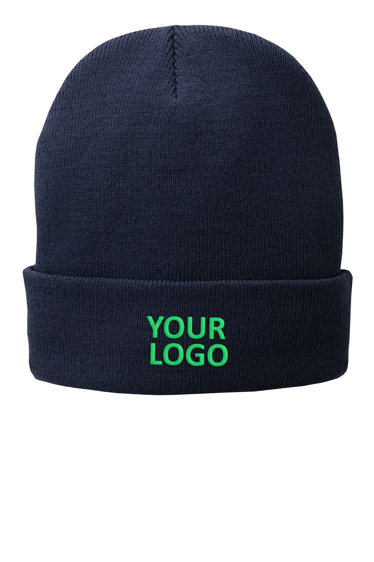 Port & Company Fleece Lined Customized Knit Caps, Navy
