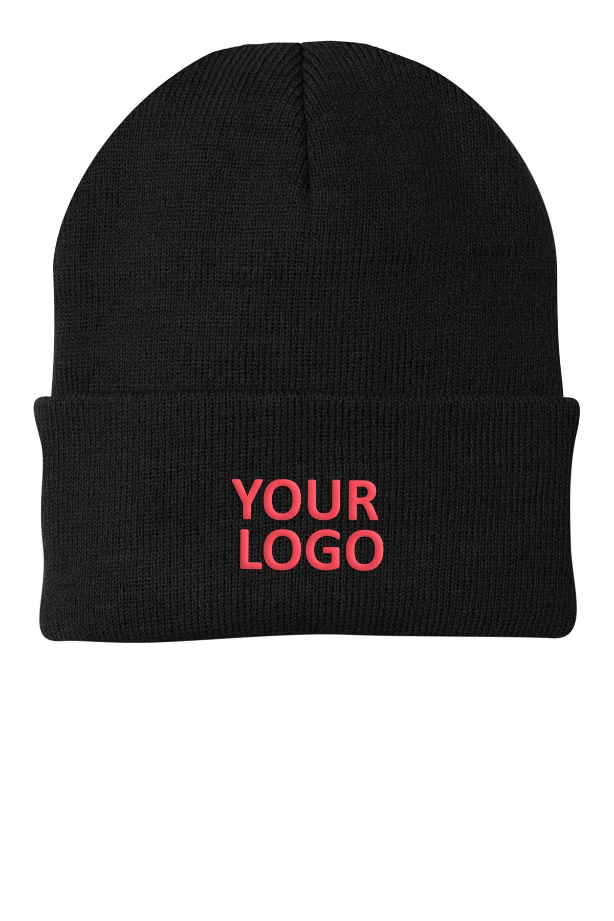 Port & Company Branded Knit Caps, Black