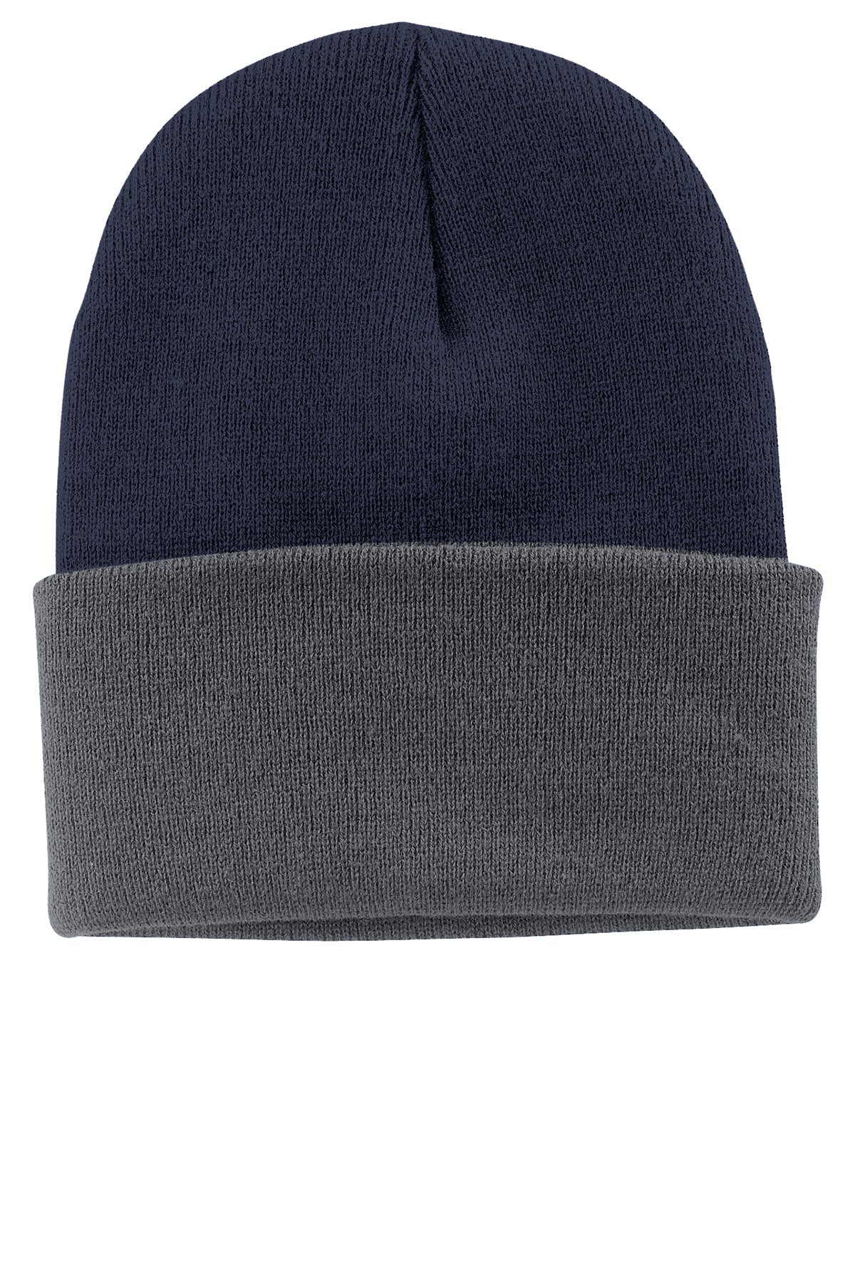 Port & Company Customized Knit Caps, Navy/ Oxford - Image 2
