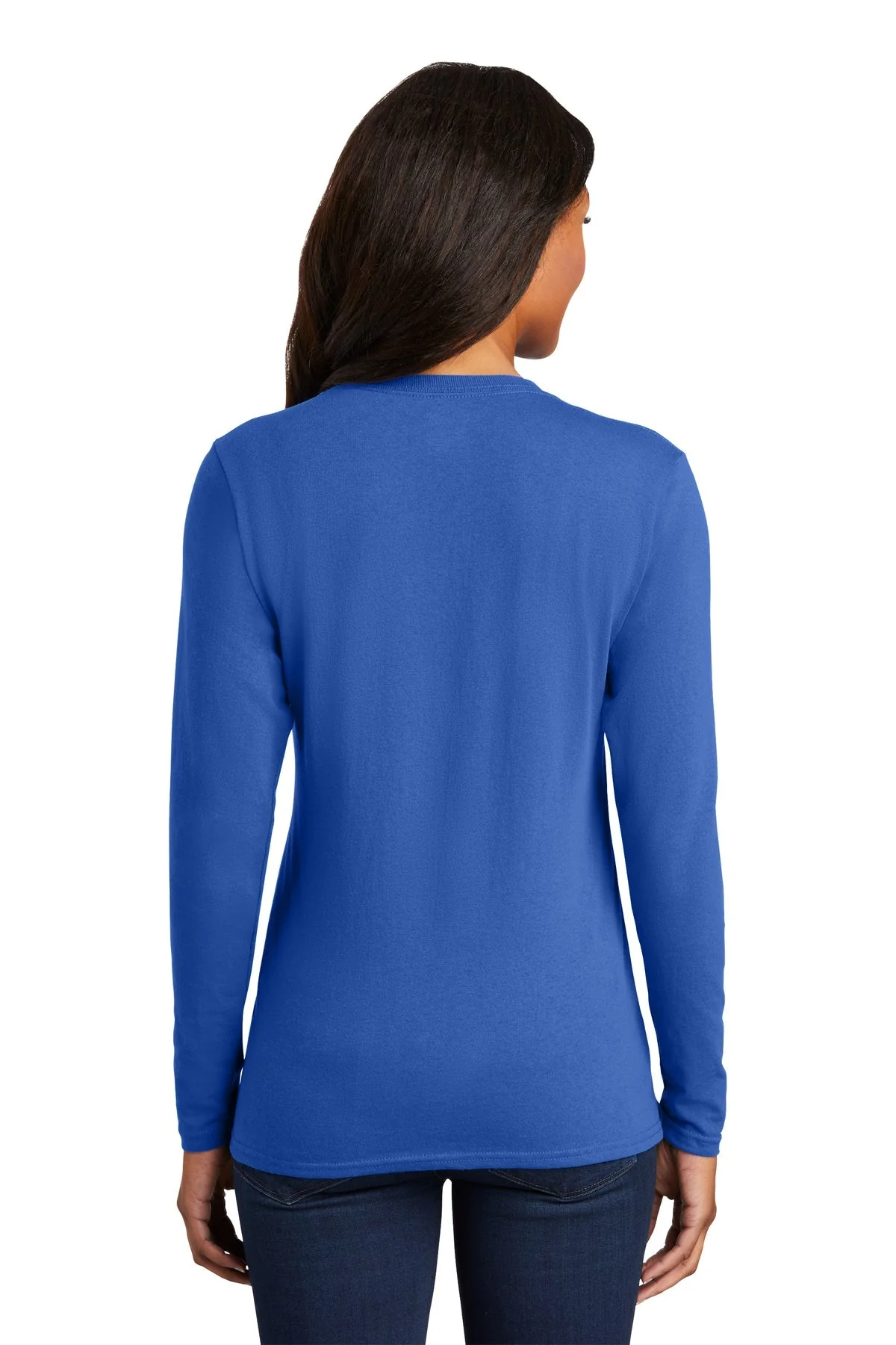 Port & Company Ladies Long Sleeve Core Cotton Tee, Royal [WILS] - Image 2