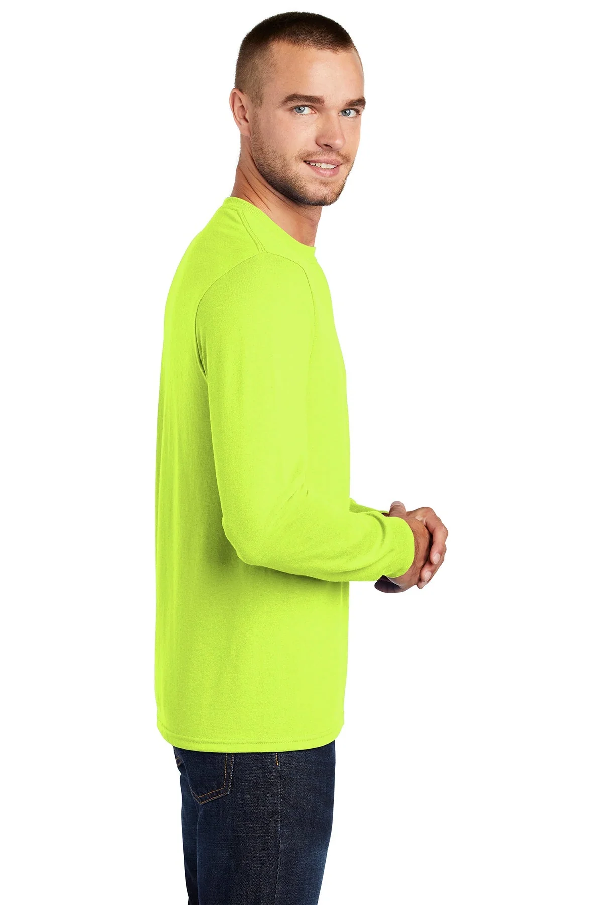 Port & Company Long Sleeve Core Blend Tee, Safety Green [Northern Lights Locating & Inspection] - Image 3