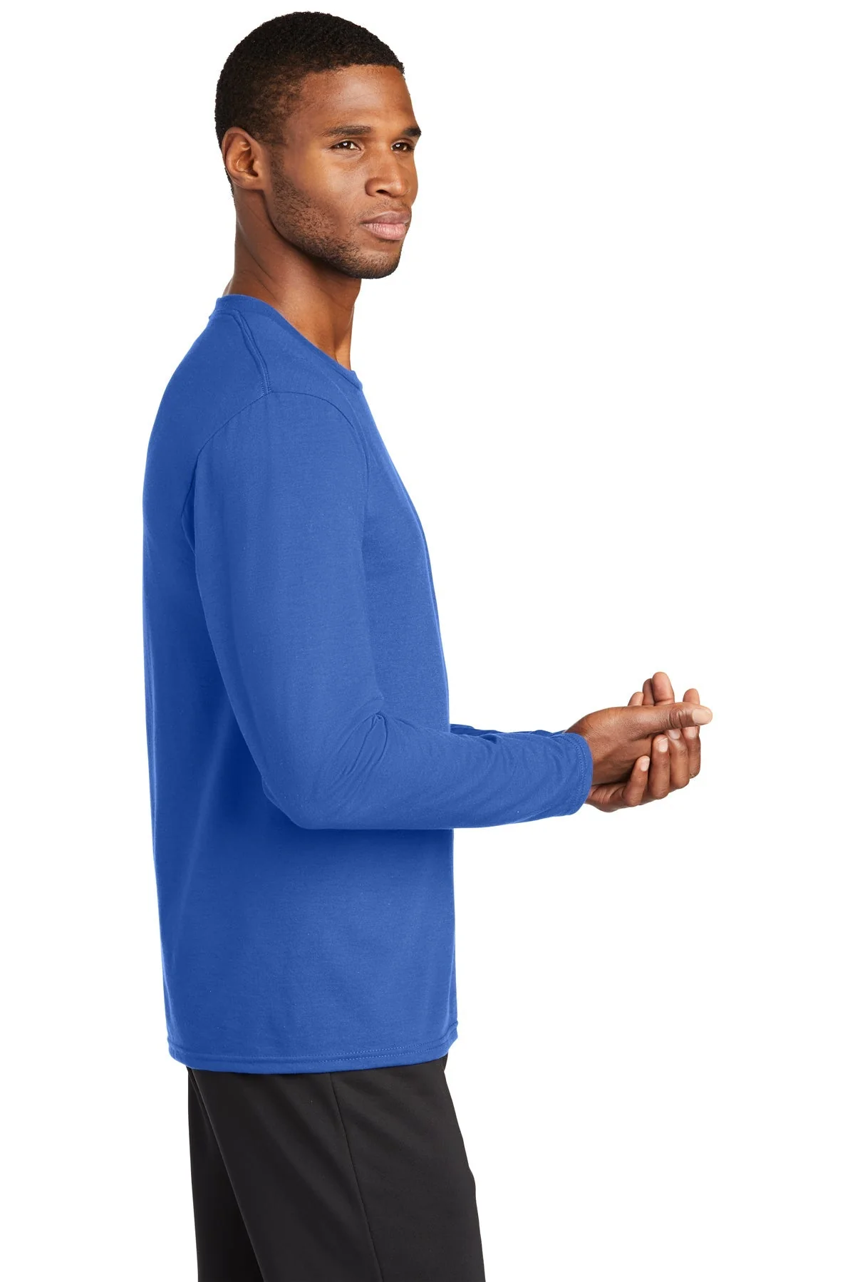 Port & Company Long Sleeve Performance Blend Tee, True Royal [WILS] - Image 3