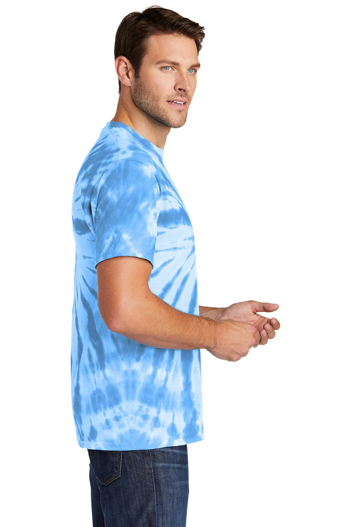 Port & Company Tie-Dye Branded Tee's, Light Blue - Image 3