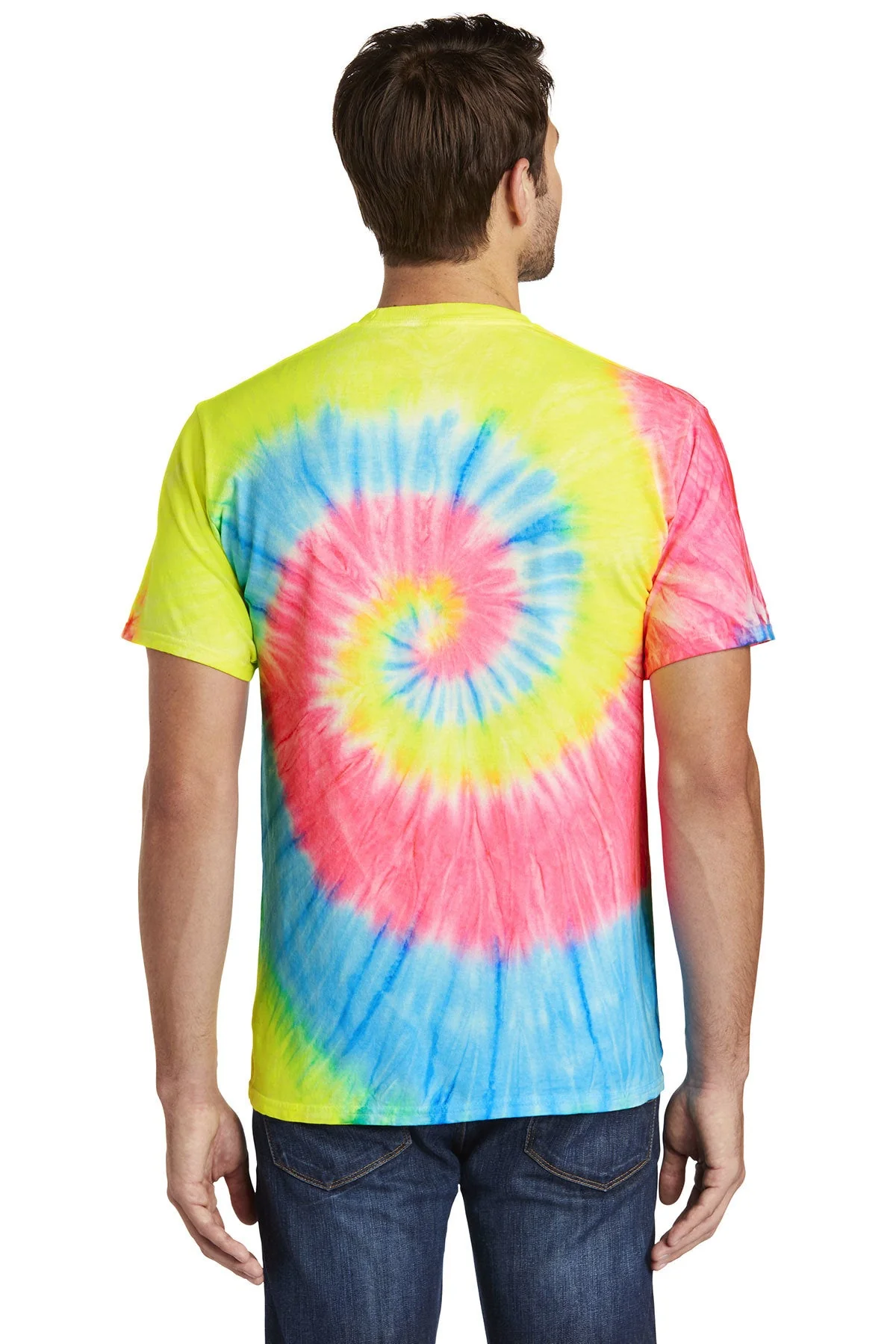 Port & Company Tie-Dye Branded Tee's, Neon Rainbow - Image 2
