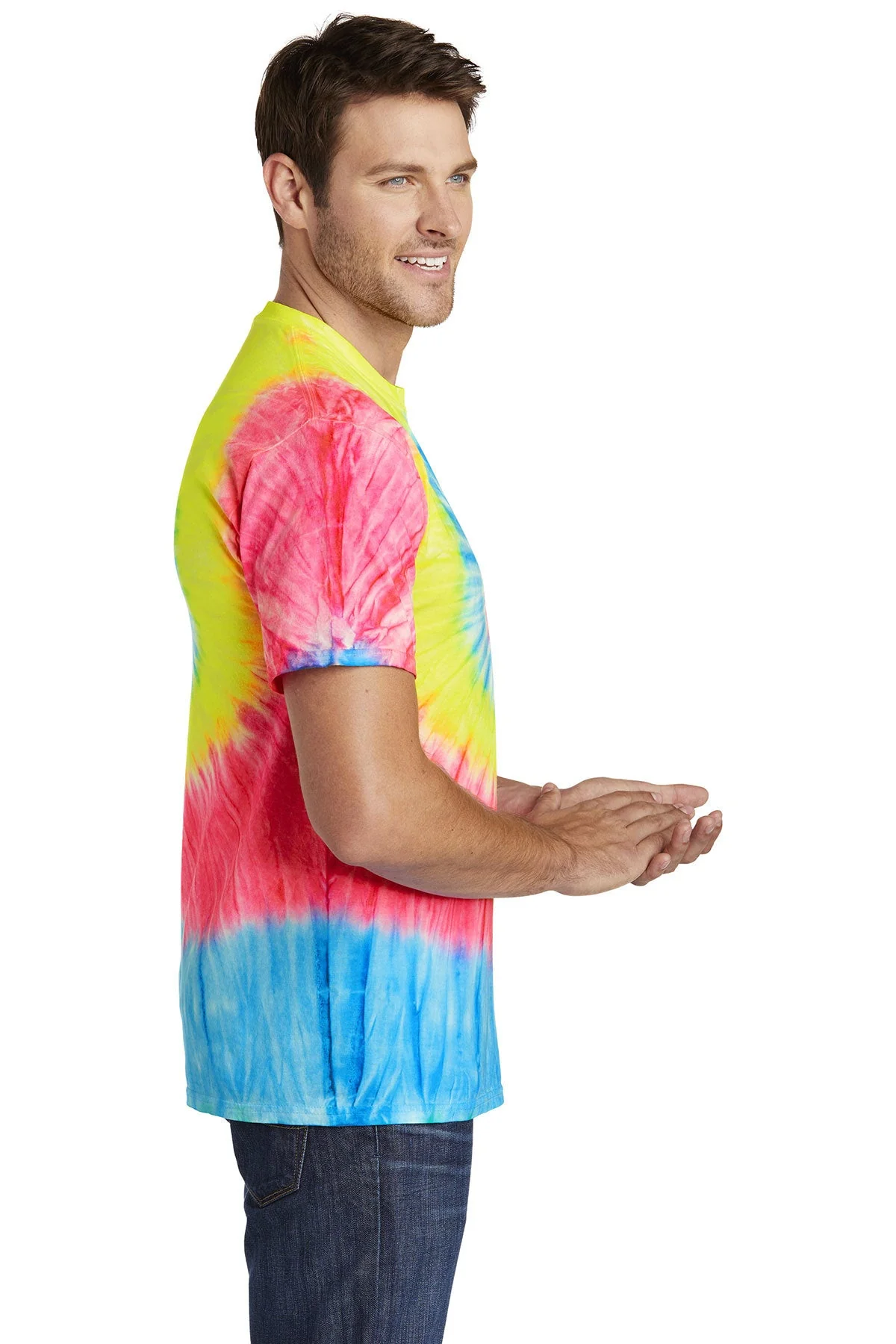 Port & Company Tie-Dye Branded Tee's, Neon Rainbow - Image 3