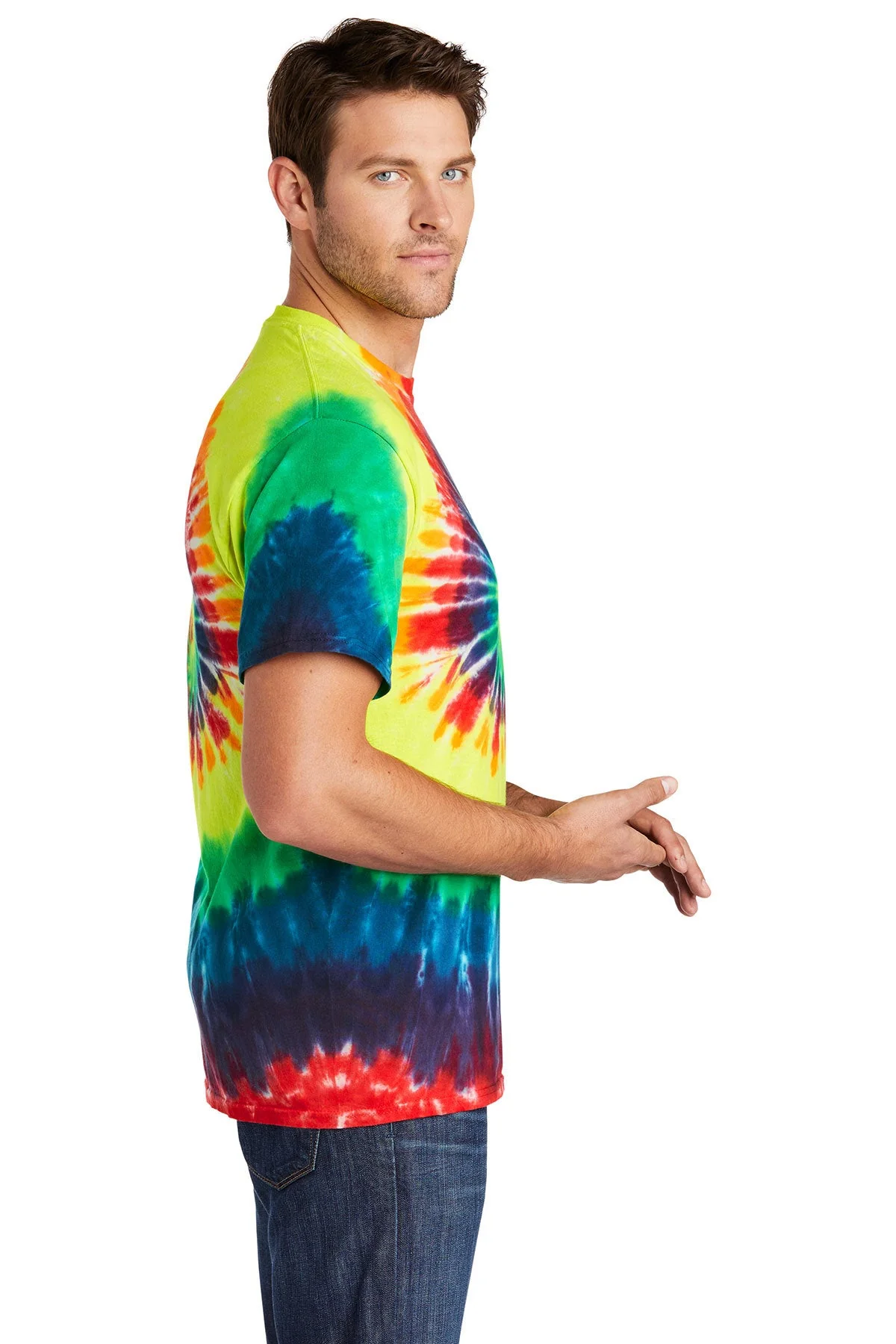 Port & Company Tie-Dye Branded Tee's, Rainbow - Image 3