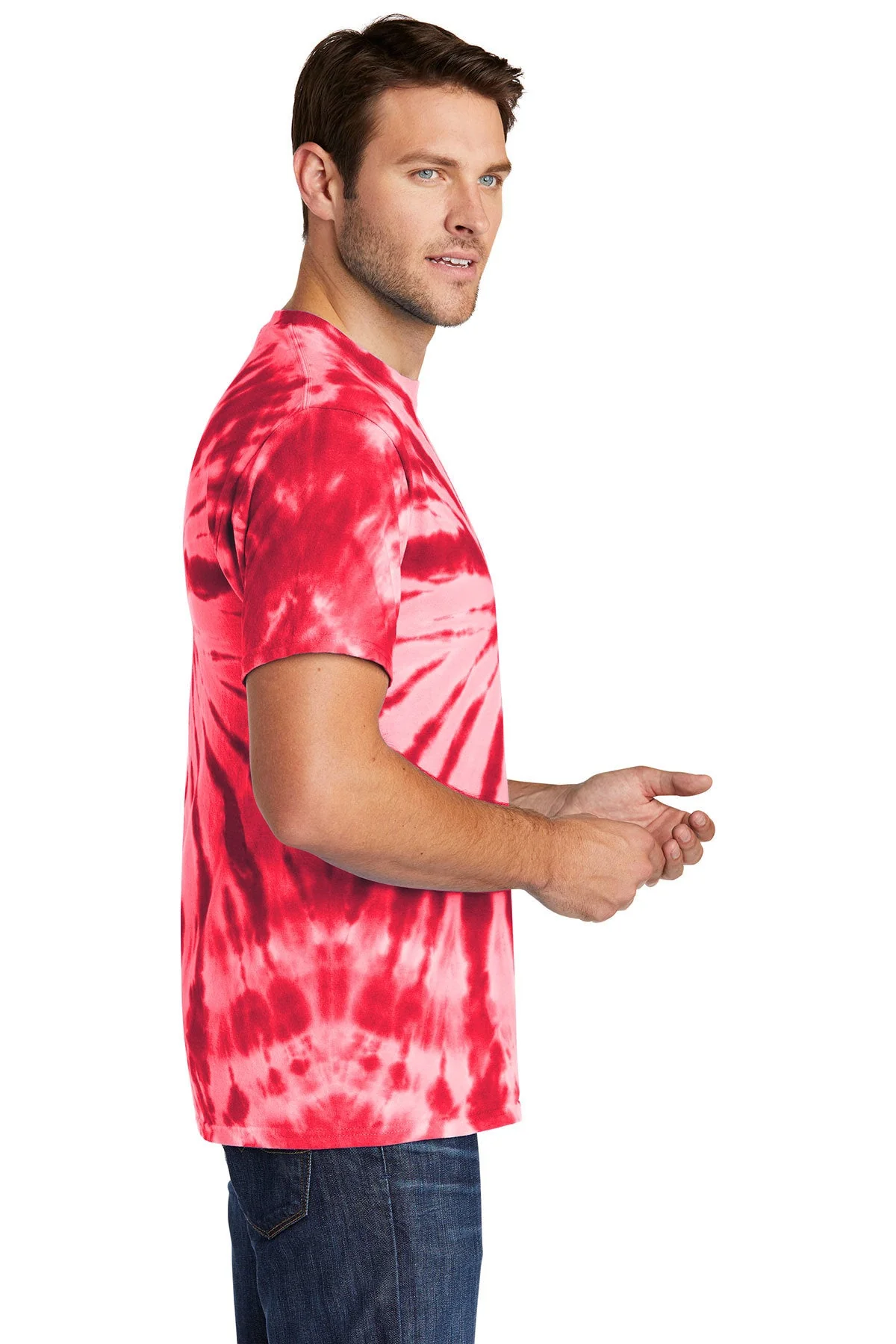 Port & Company Tie-Dye Branded Tee's, Red - Image 3