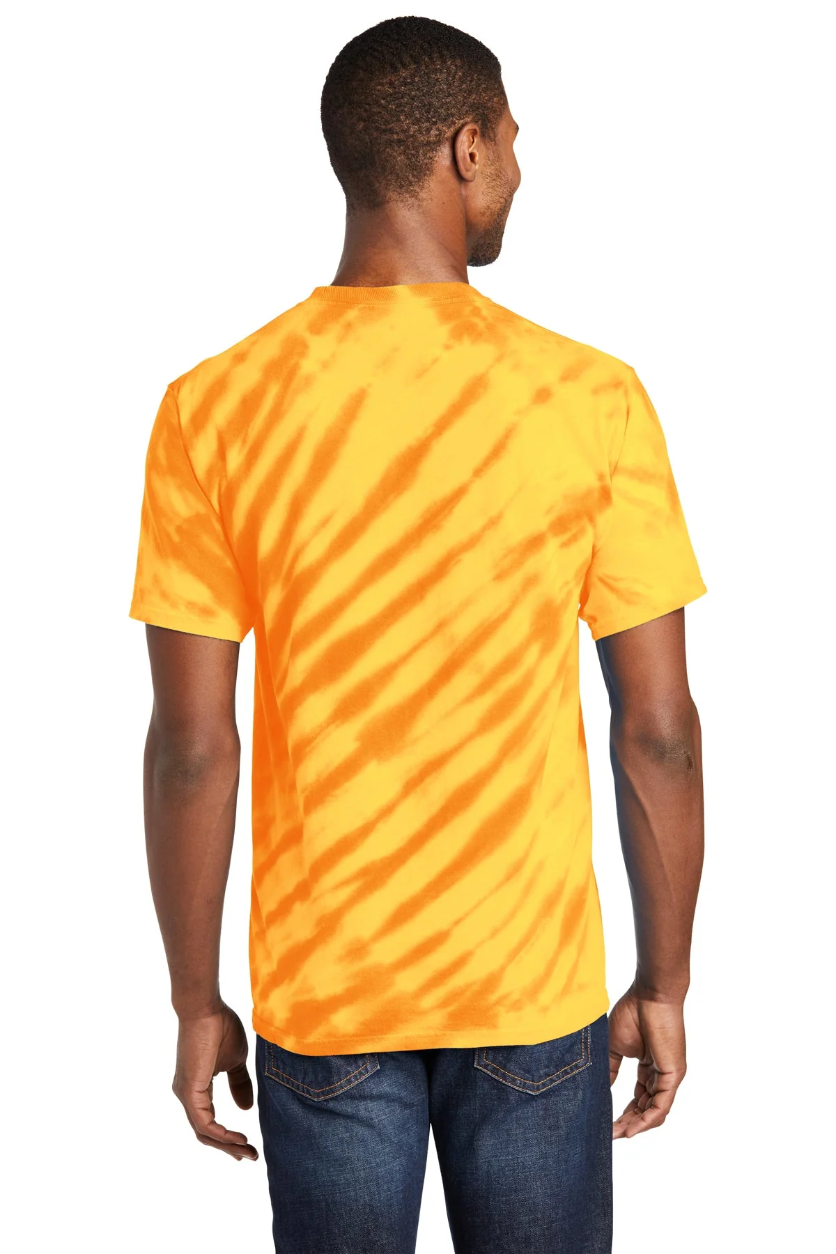 Port & Company Tiger Stripe Tie-Dye Branded Tee's, Gold - Image 2
