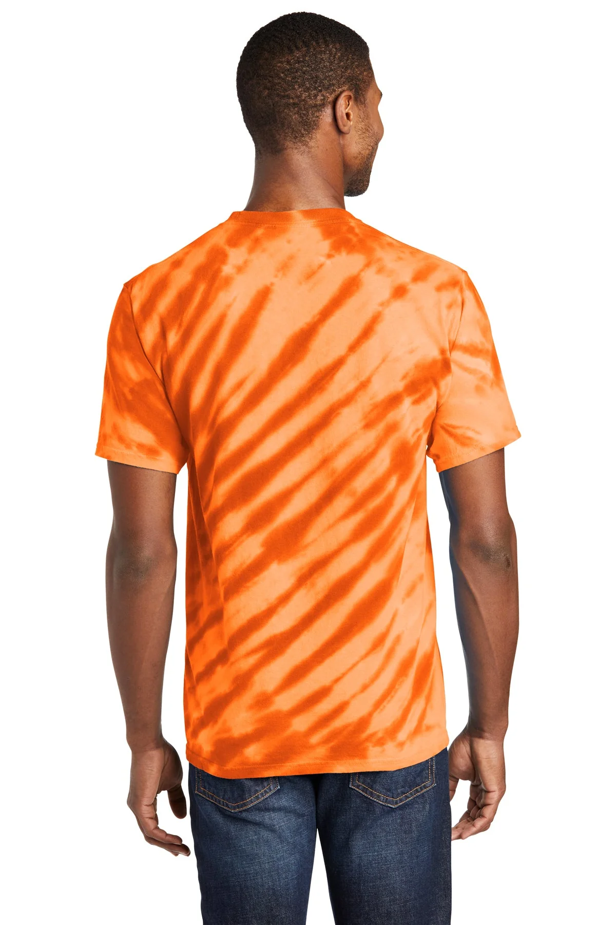 Port & Company Tiger Stripe Tie-Dye Custom Tee's, Orange - Image 2