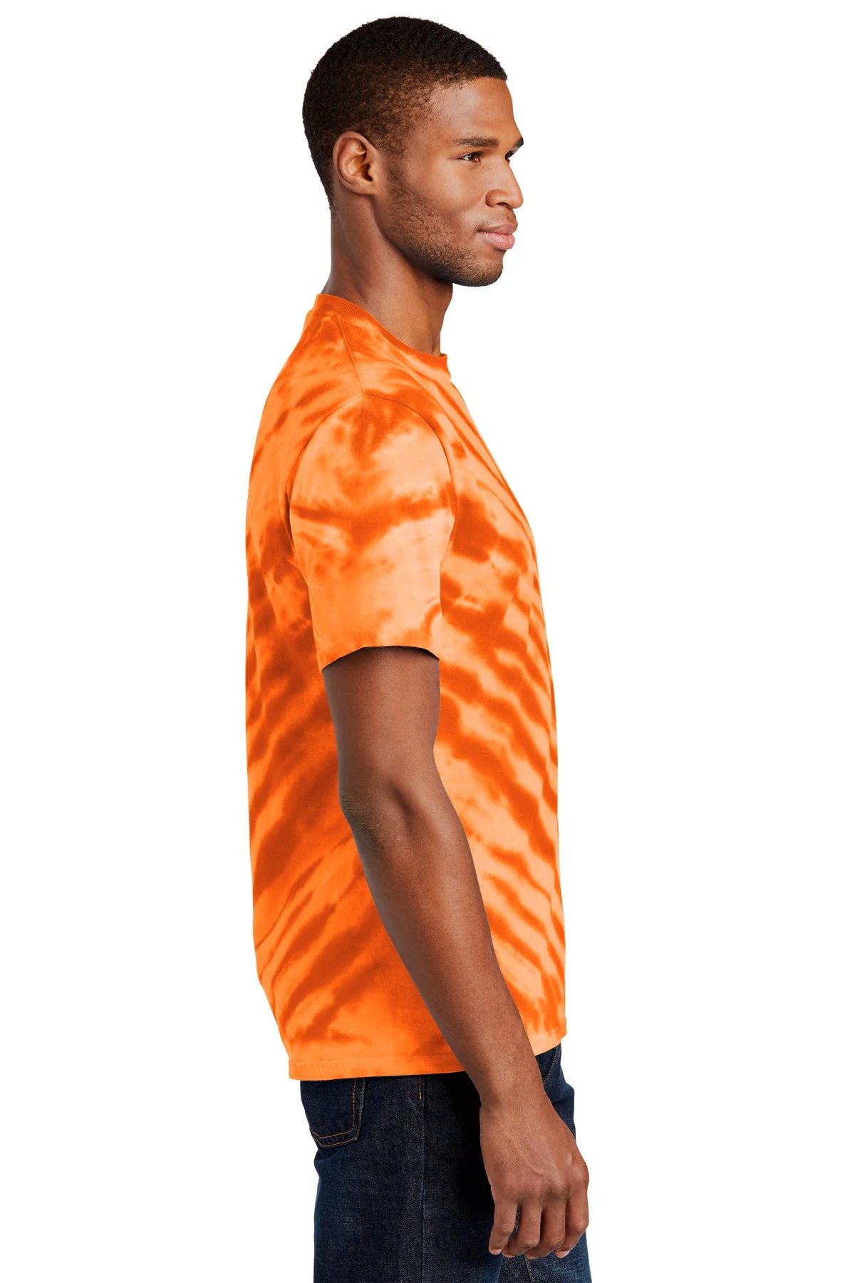 Port & Company Tiger Stripe Tie-Dye Custom Tee's, Orange - Image 3