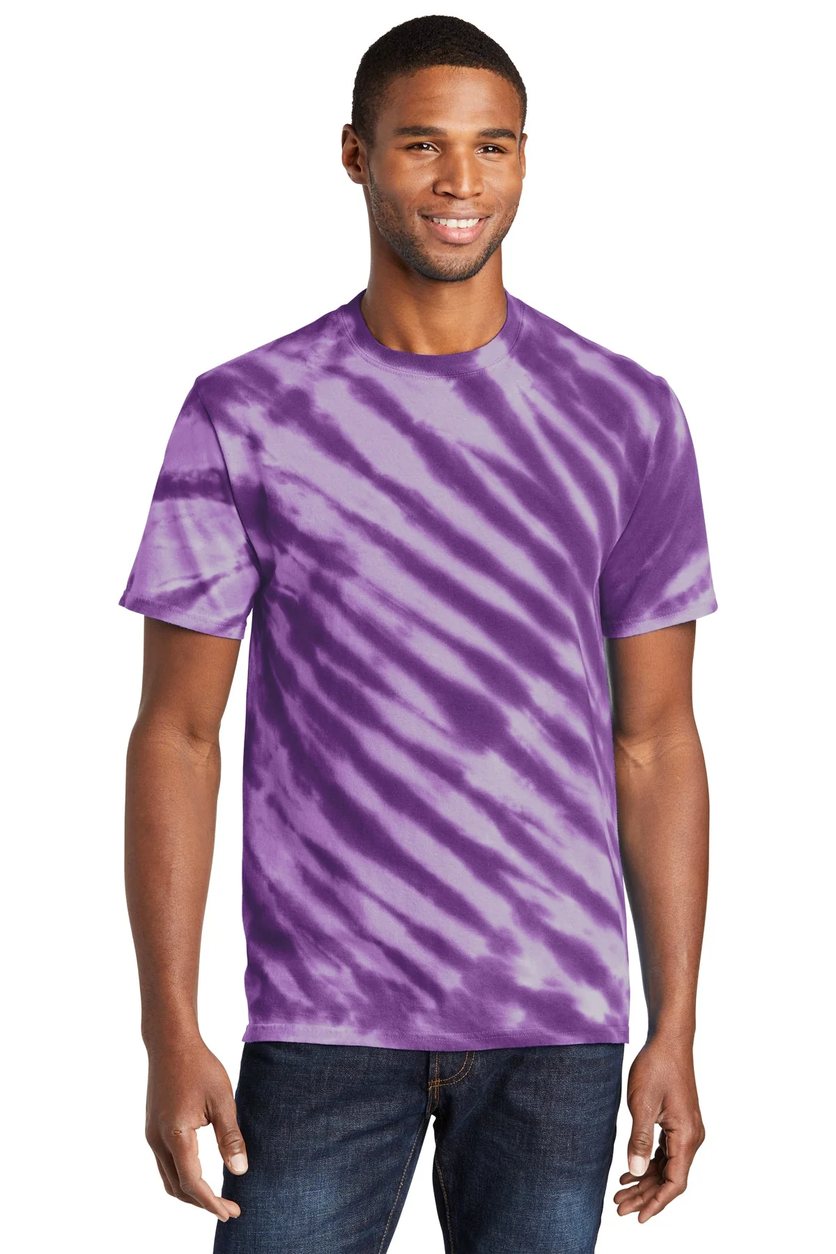 Port & Company Tiger Stripe Tie-Dye Custom Tee's, Purple