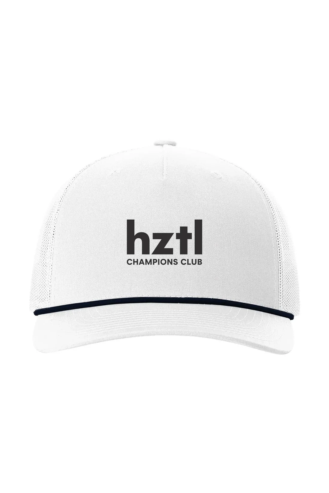 Richardson Five-Panel Trucker with Rope Cap, White/ Navy [Horizontal]