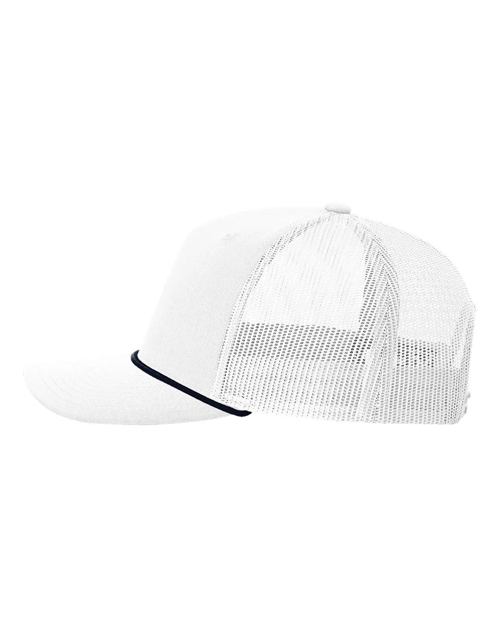 Richardson Five-Panel Trucker with Rope Cap, White/ Navy [Horizontal] - Image 3