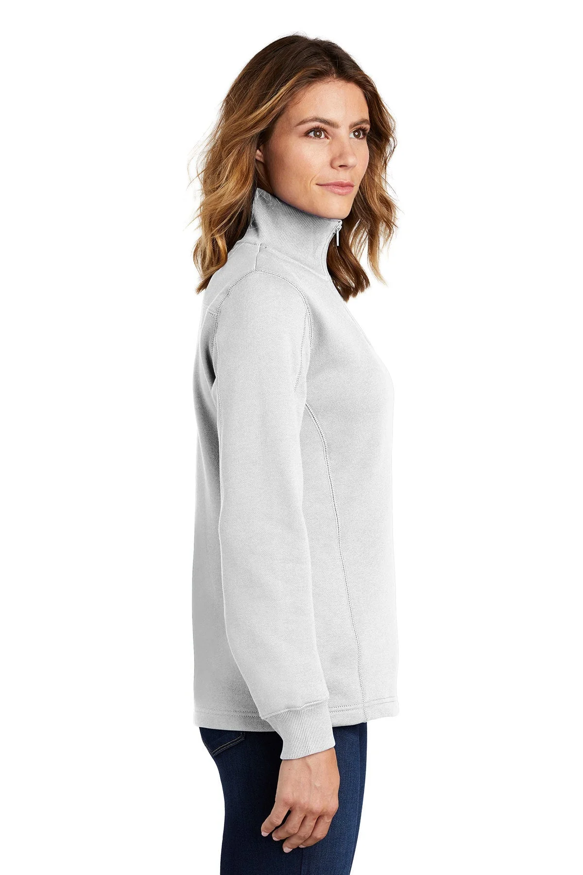 Sport-Tek Ladies 1/4-Zip Sweatshirt, White [Horizontal] - Image 3