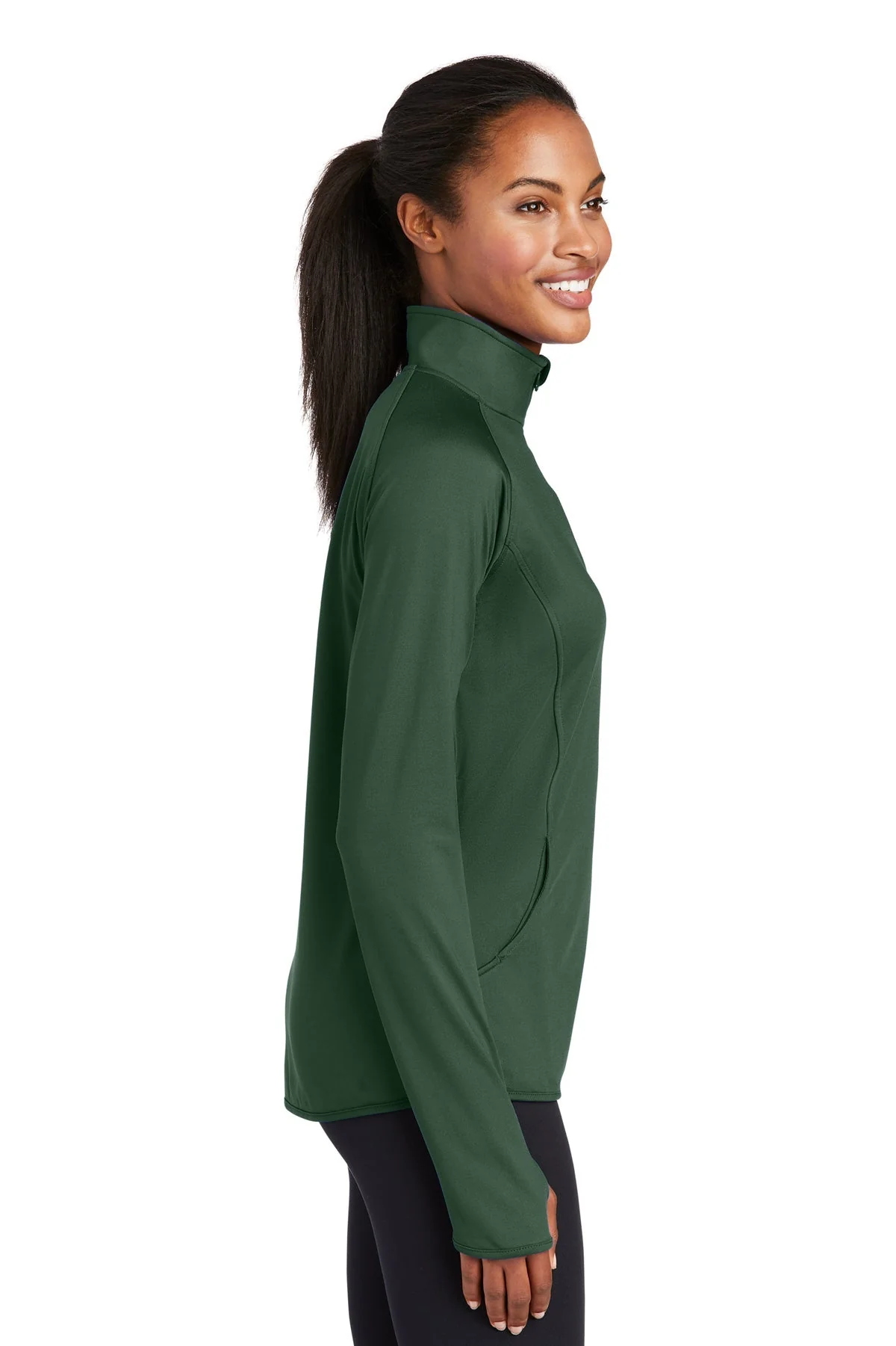 Sport-Tek Ladies Sport-Wick 1/2-Zip Pullover, Forest Green [State Bank of Toledo] - Image 3