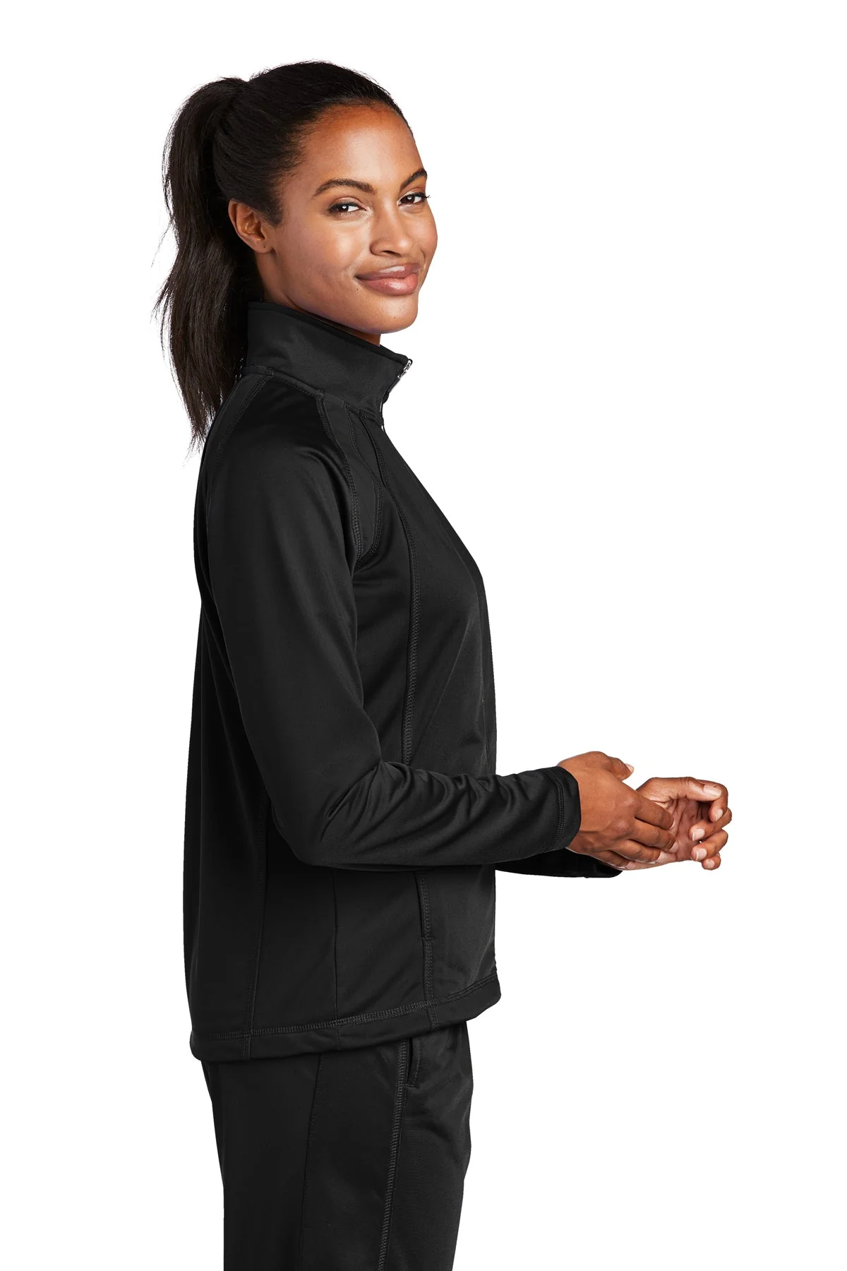Sport-Tek Ladies Tricot Jacket, Black [Eagle Rock Distributing Company] - Image 3