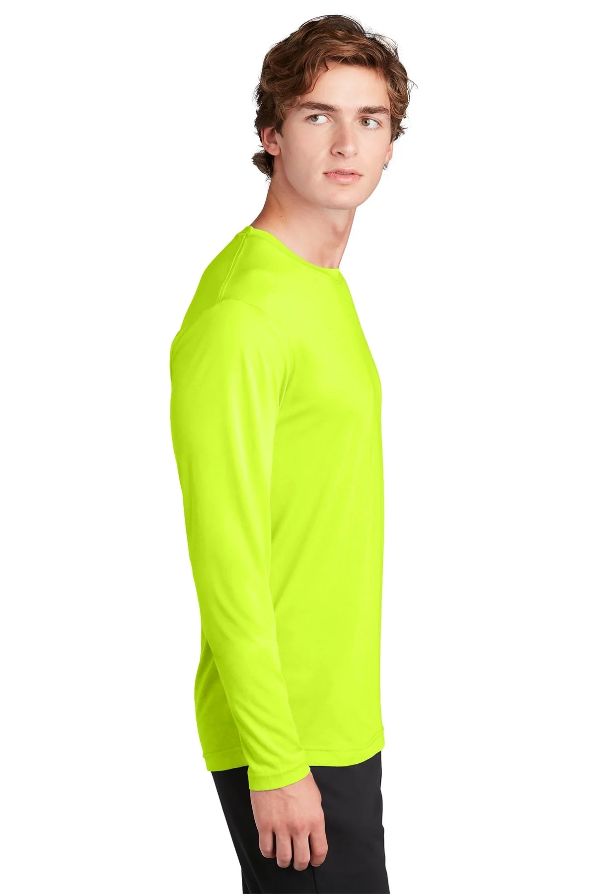 Sport-Tek Long Sleeve PosiCharge Competitor Cotton Touch Tee, Neon Yellow [NARENCO] - Image 3