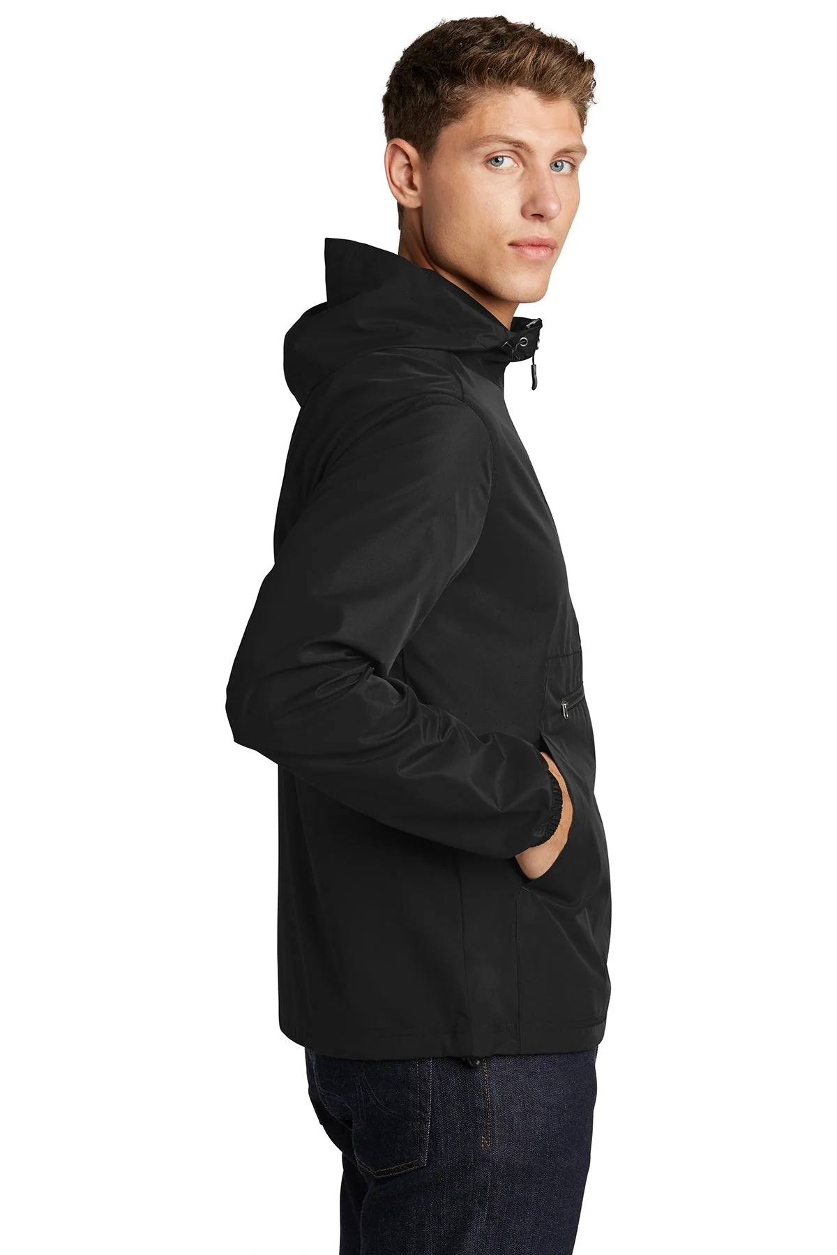 Sport-Tek Packable Anorak Jacket, Black [The Braff Group] - Image 3