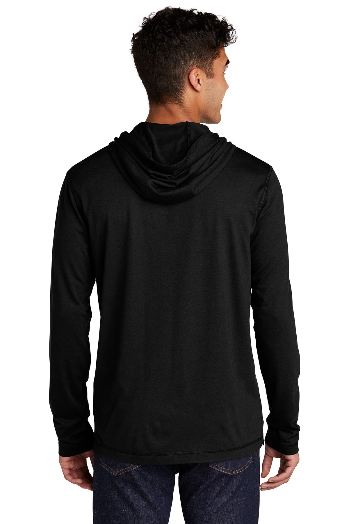 Sport-Tek PosiCharge Tri-Blend Wicking Long Sleeve Hoodie, Black Triad Solid [ASI] - Image 2