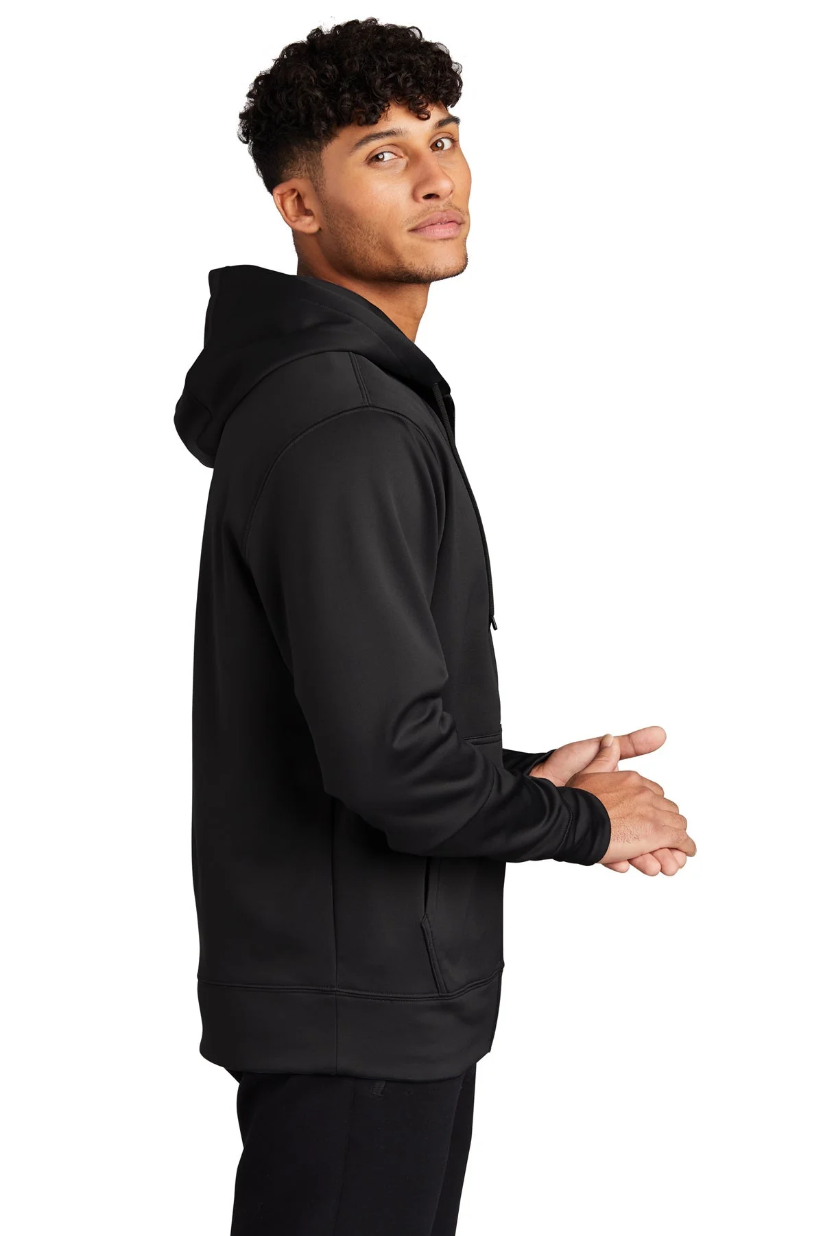 Sport-Tek Sport-Wick Fleece Full-Zip Hooded Jacket, Black [Hearthside ] - Image 3