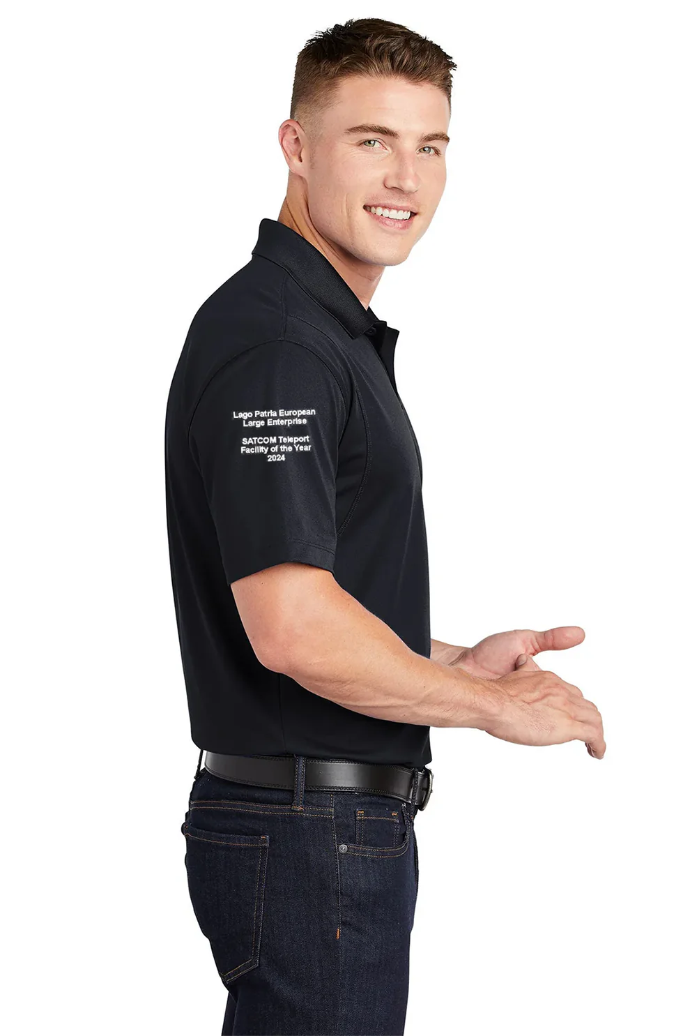 Sport-Tek Sport-Wick Polo, Black / Lago Patria [NexTech Solutions] - Image 2