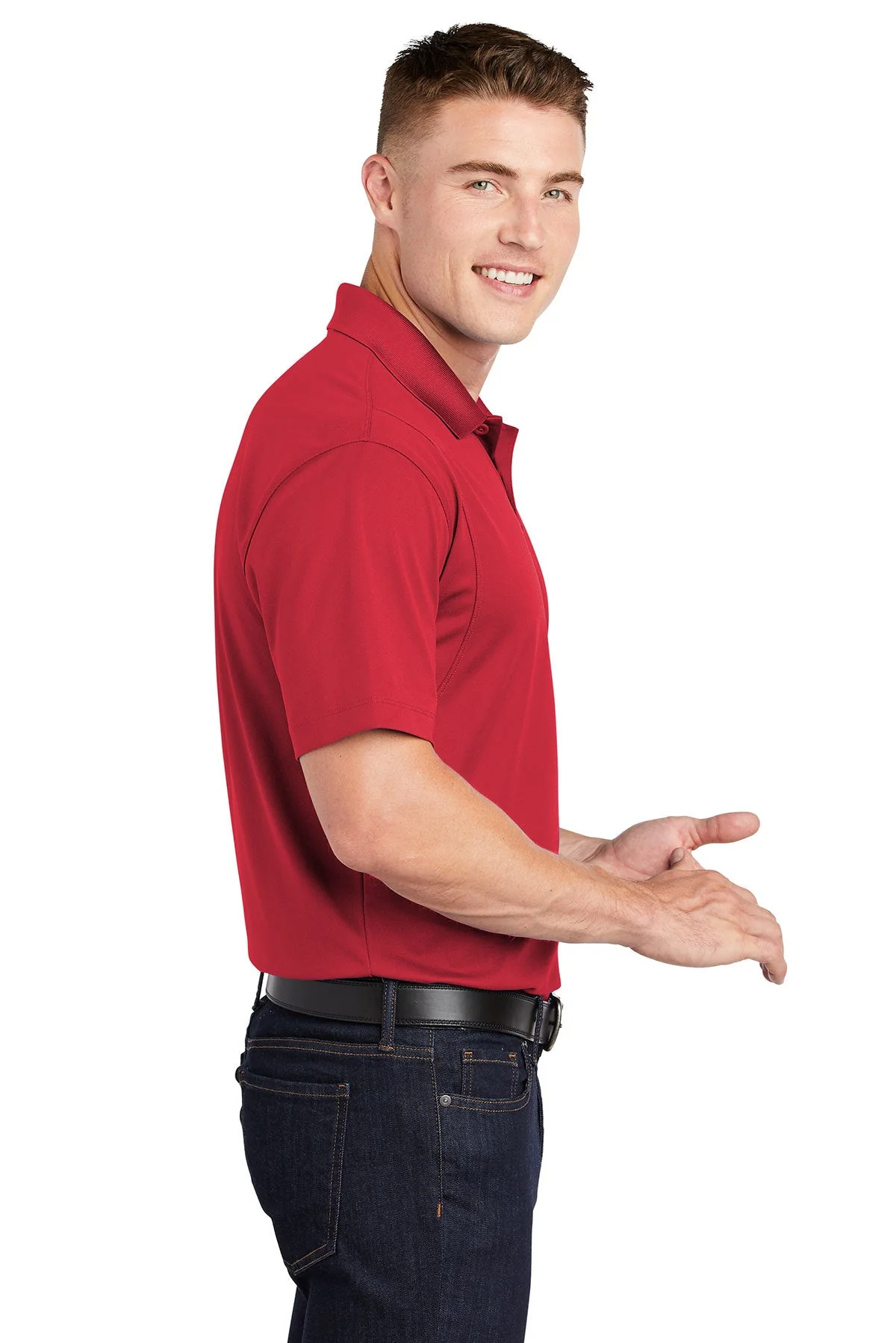 Sport-Tek Tall Micropique Branded Sport-Wick Polos, True Red - Image 3