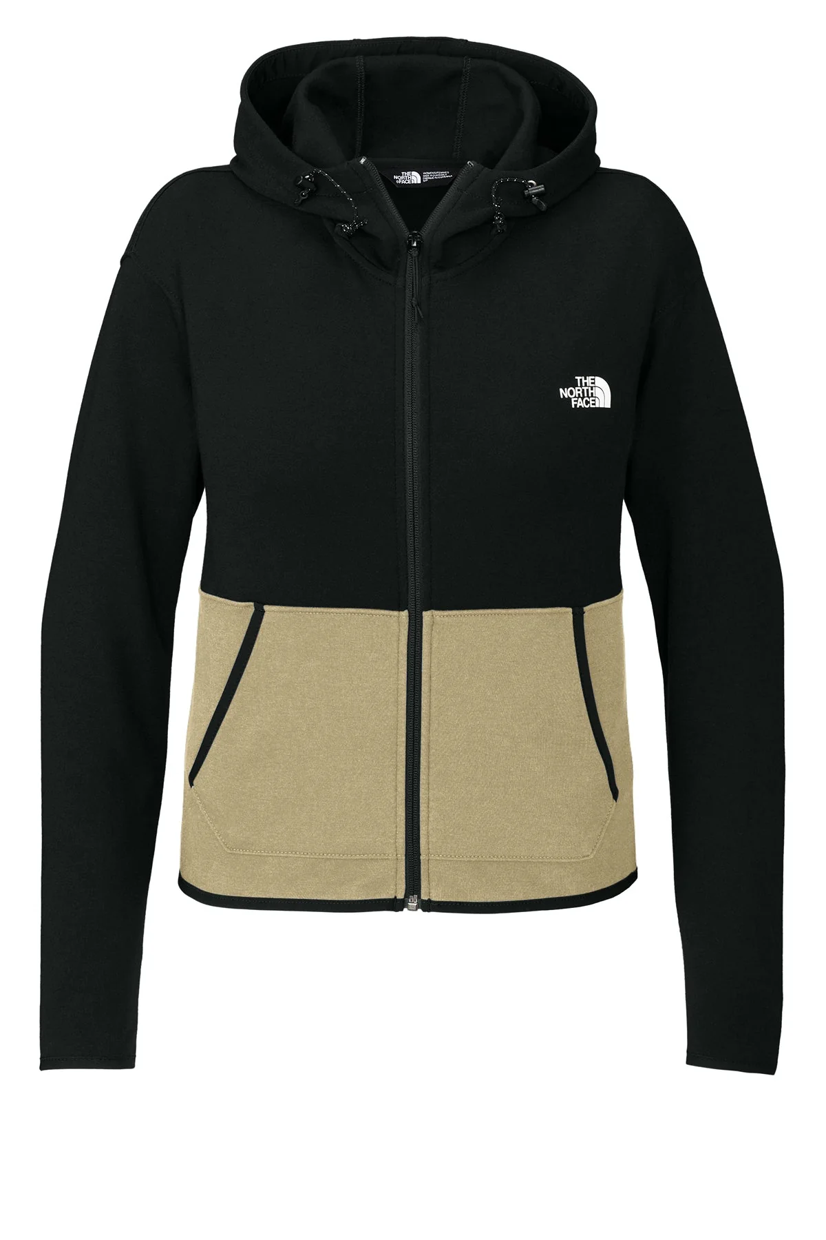 North Face Ladies Double-Knit Zip Custom Hoodies, Khaki Stone/ Black - Image 3