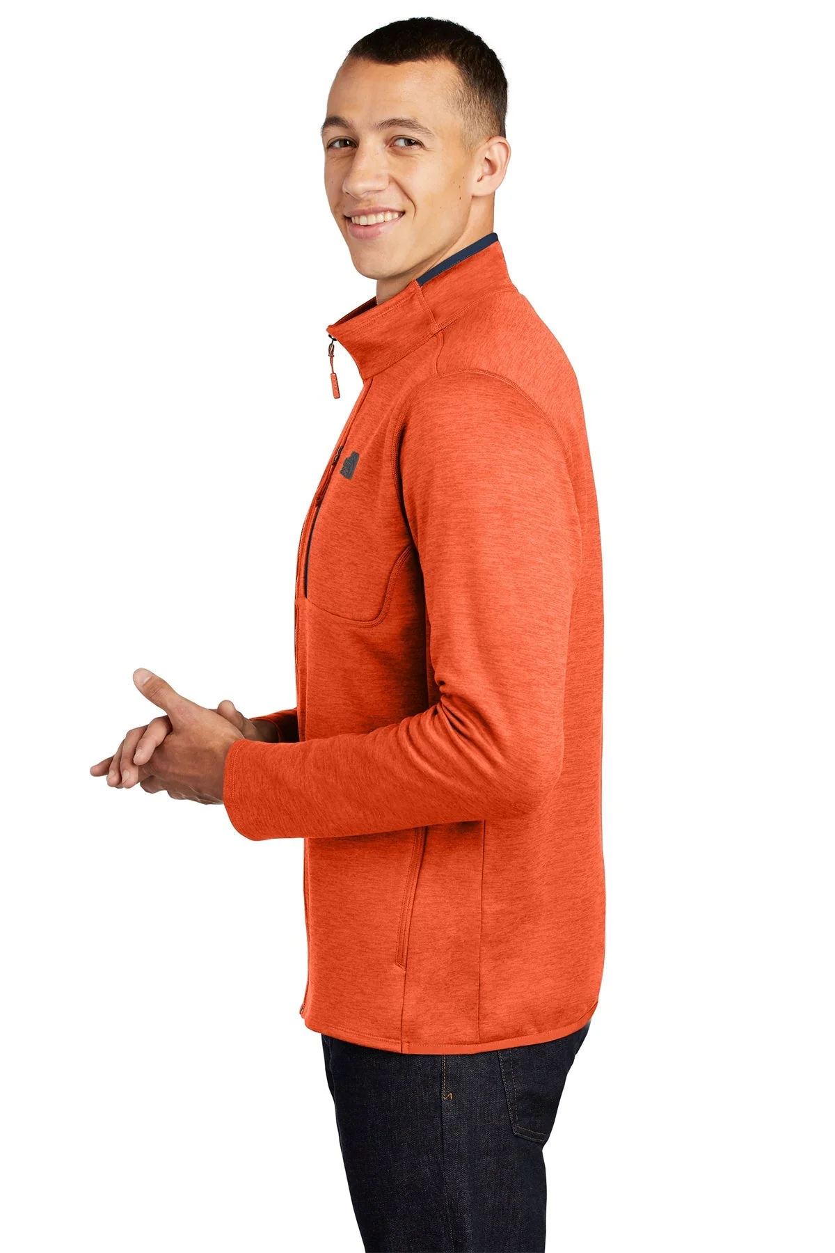 The North Face Skyline Full-Zip Fleece Jacket, Zion Orange Heather/ Urban Navy [Aqua Finance] - Image 3