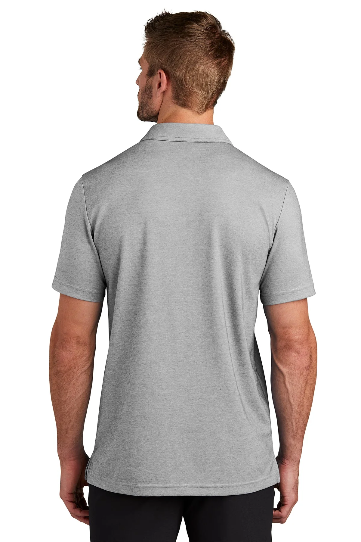 Custom TravisMathew Coastal Chest Stripe Polo TM1MY402 Quiet Shade Grey Heather - Image 2
