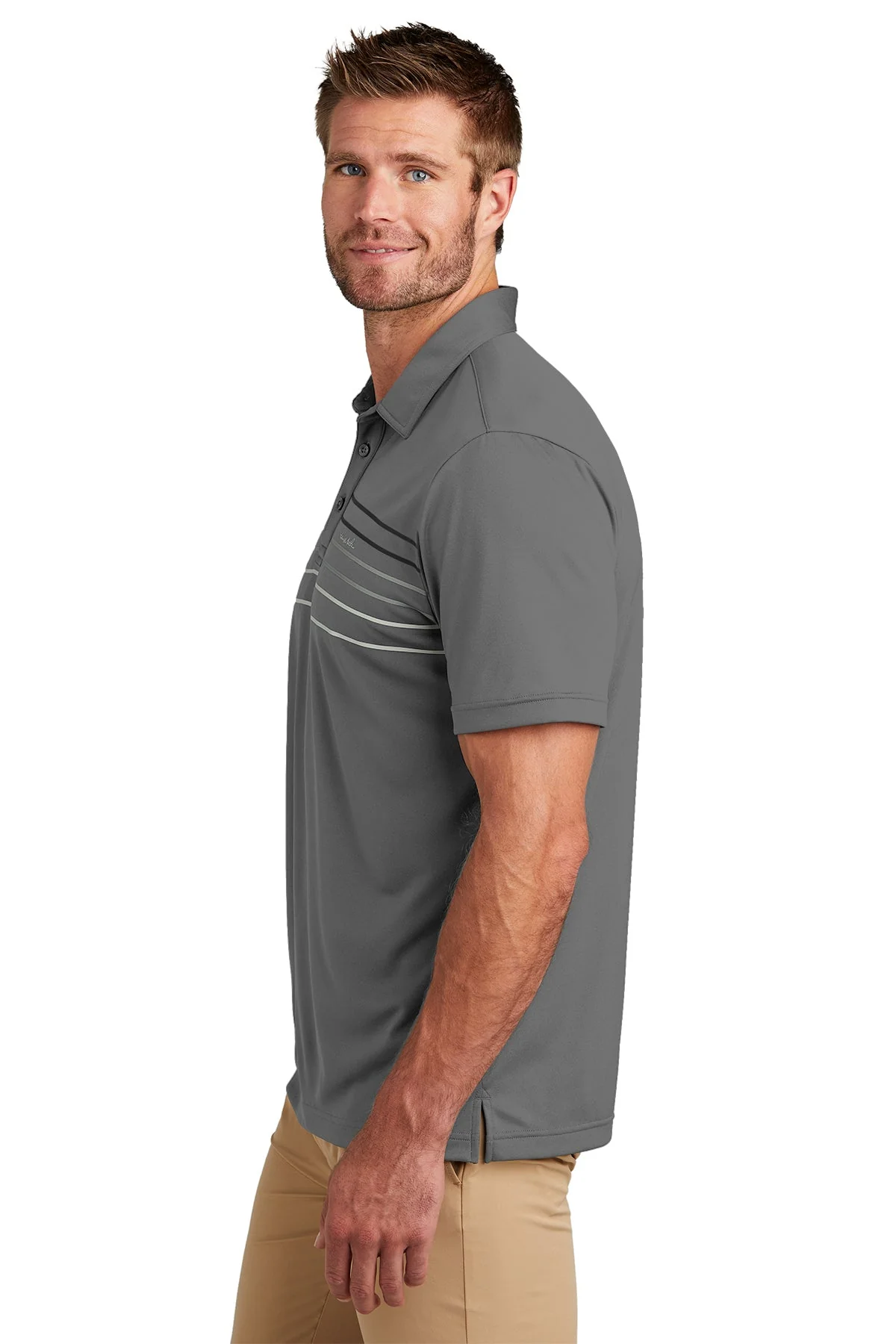 Custom TravisMathew Coto Performance Chest Stripe Polo TM1MY400 Dark Grey - Image 3
