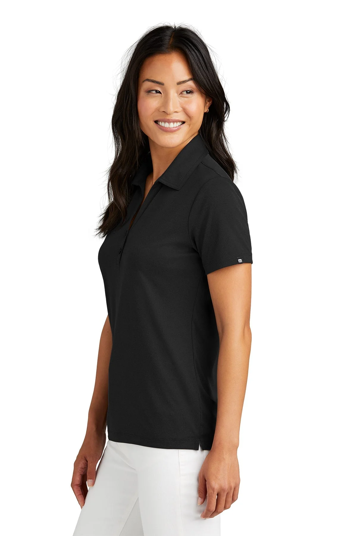 TravisMathew Ladies Coto Performance Polo, Black [Cunningham & Associates, LLC] - Image 3