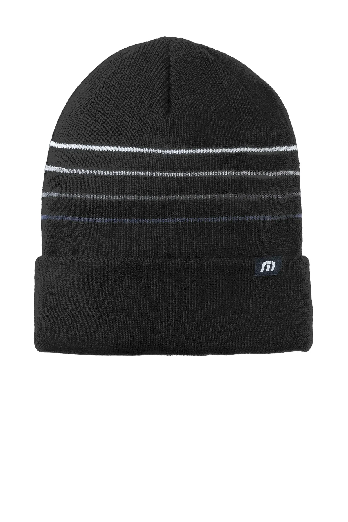 Custom TravisMathew Striped Cuffed Beanies, Black - Image 2