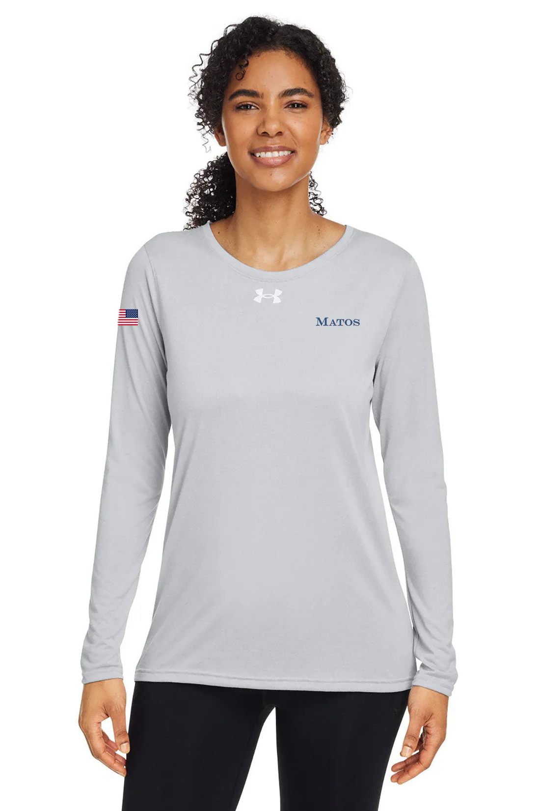 Under Armour Ladies Tech Long-Sleeve T-Shirt, Medium Grey [Matos Builders]