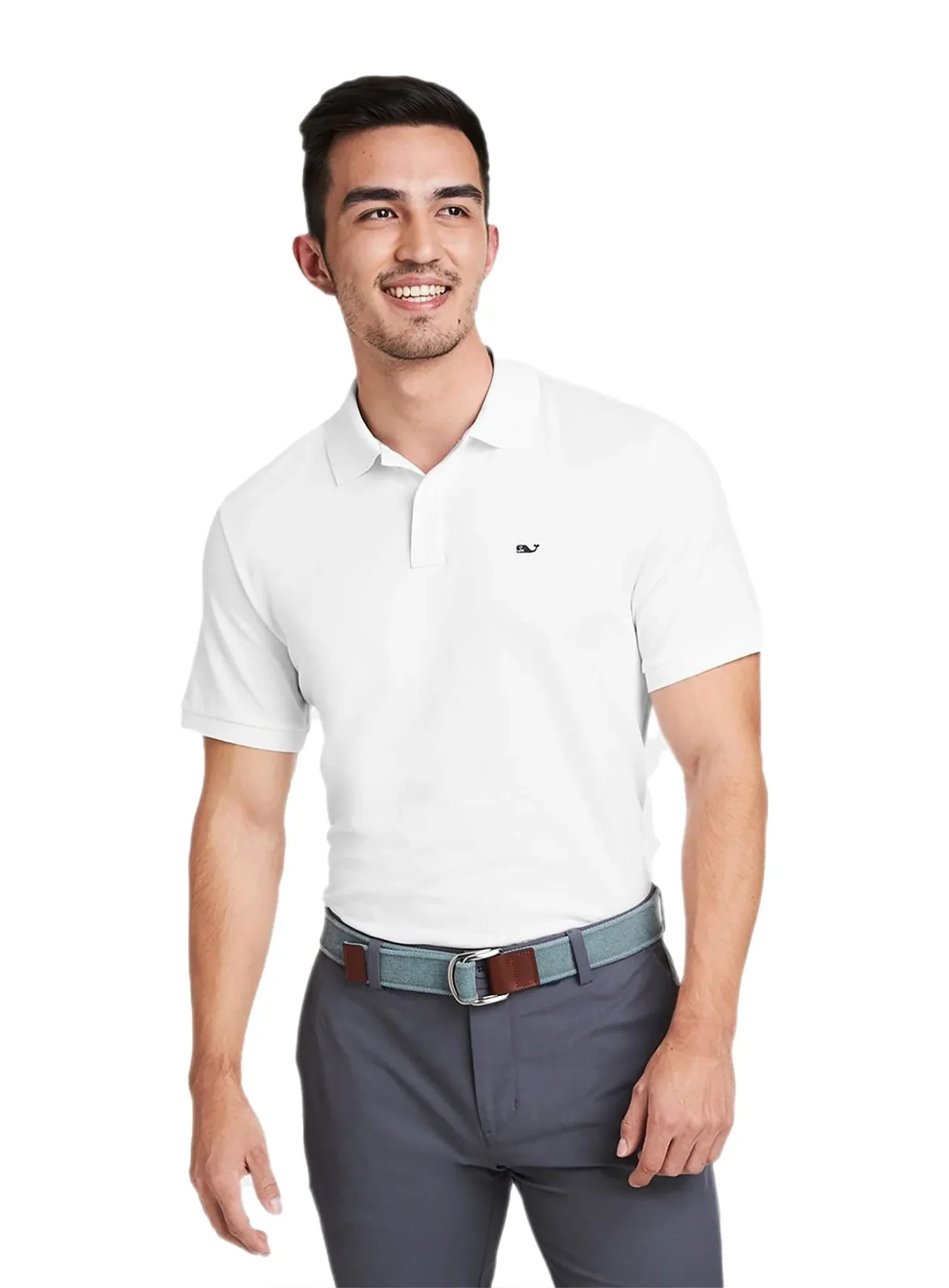 Vineyard Vines Mens Edgartown Pique Short-Sleeve Polo, White Cap [Brown Harris Stevens]